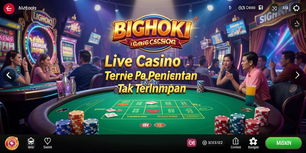 Tampilan gameplay Live Casino BIGHOKI yang menarik dan interaktif.