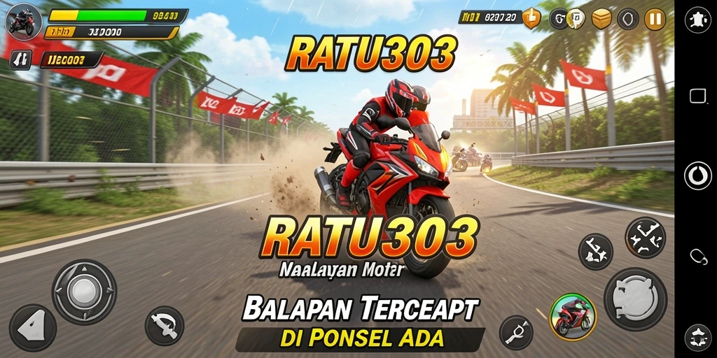 Screenshot gameplay RATU303 yang menunjukkan balapan motor yang seru.