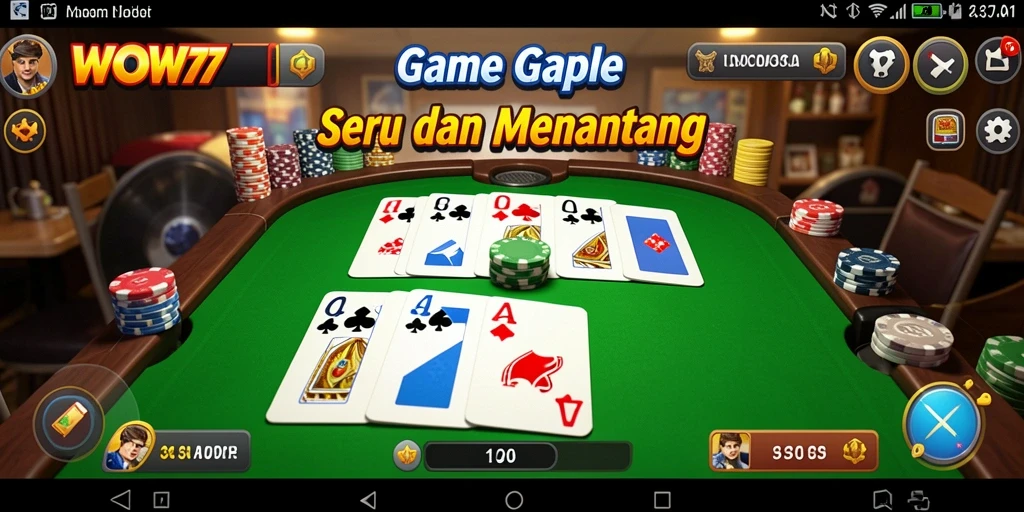 Tampilan gameplay Gaple yang seru di WOW77.
