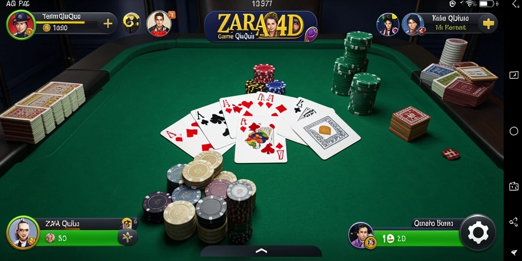 Tangkapan layar ZARA4D menampilkan suasana permainan QiuQiu yang seru.